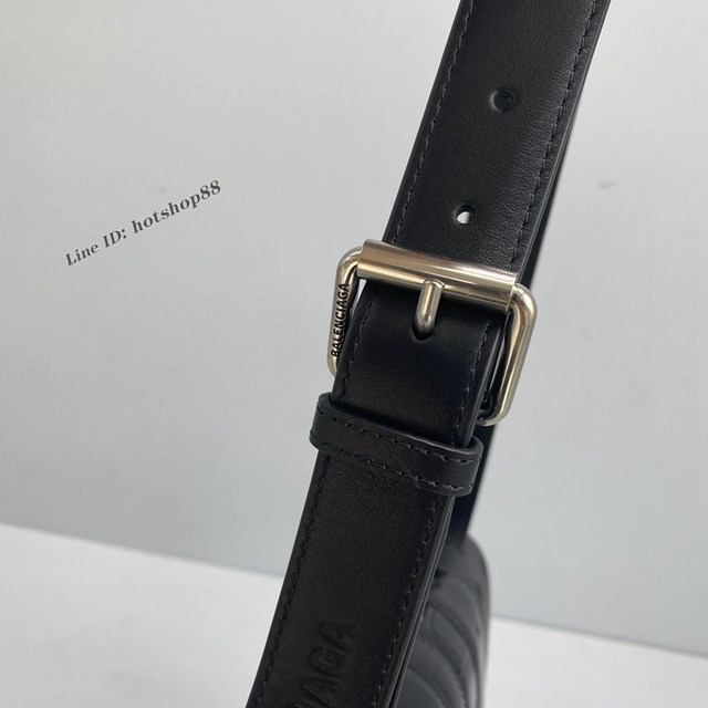 Balenciaga專櫃爆款小號拼接黑肩背女包 巴黎世家Hourglass Multibelt沙漏包 款號：92940 fyj1158